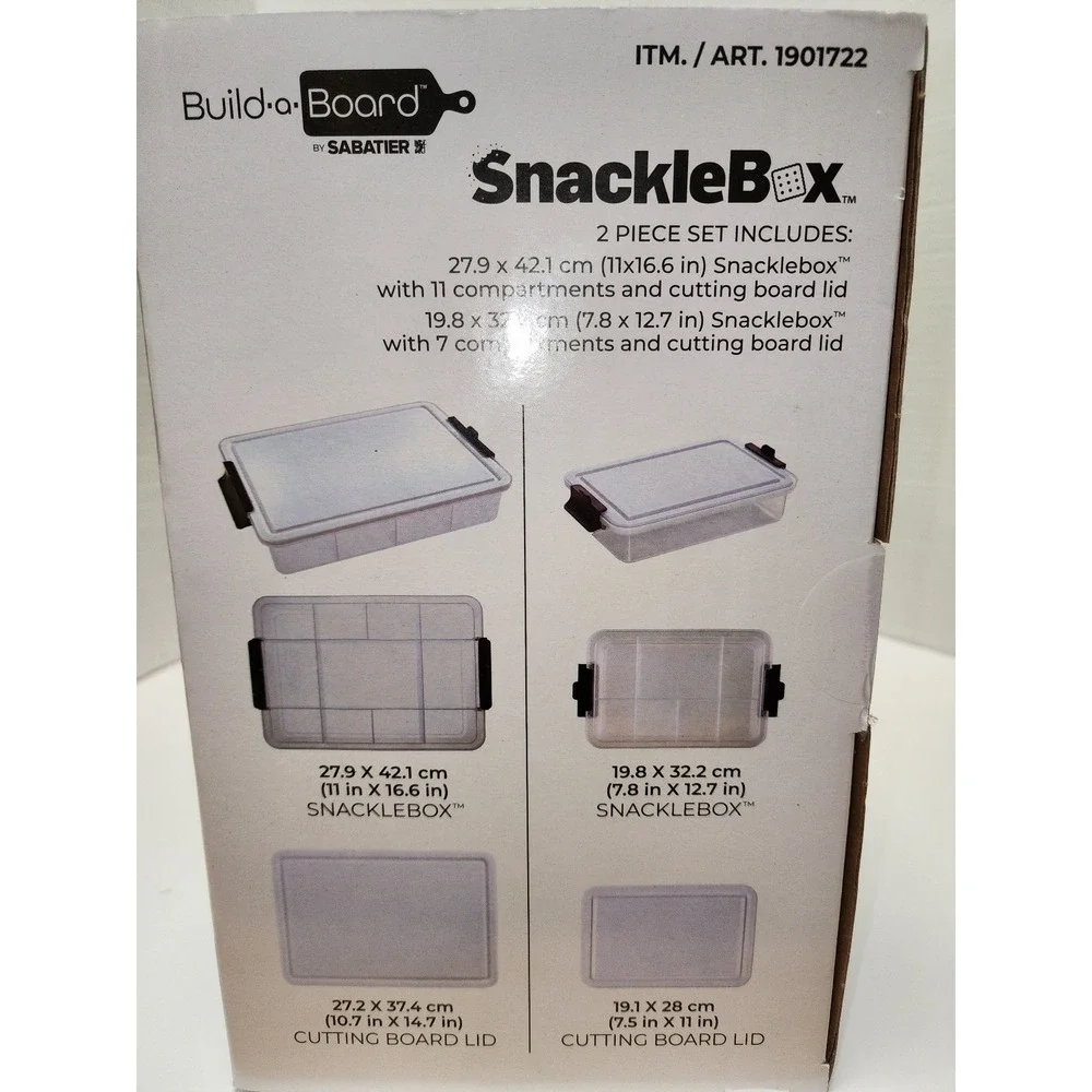 Brand new Sabatier Build-a-Board SnackleBox 2-piece set cutting board lids snack